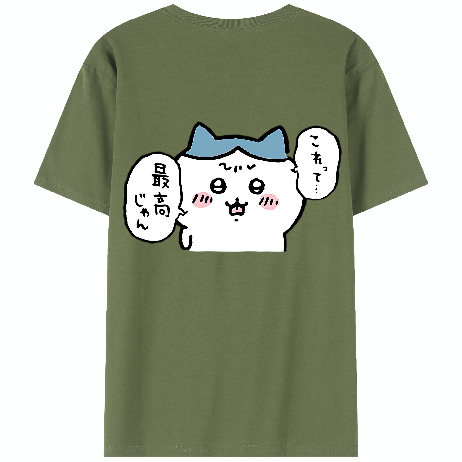 （画像用） ちいかわ ハチワレ Chii-kawa hachiware 綿100％半袖Tシャツ（背面プリント）